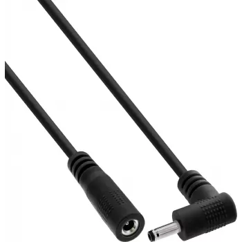 InLine® DC-pikenduskaabel, täisnurkse pistikuga, 3,5 x 1,35 mm, must, 1 m