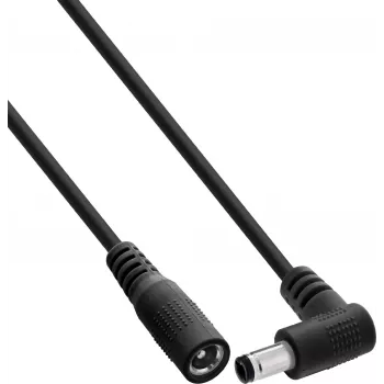 InLine® DC pikenduskaabel, täisnurkse pistikuga, 5,5 x 2,5 mm, must, 3 m