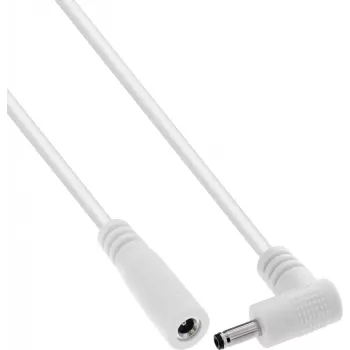 InLine® DC-pikenduskaabel, täisnurkse pistikuga, 3,5 x 1,35 mm, valge, 1 m
