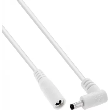 InLine® alalisvoolu pikenduskaabel, täisnurkse pistikuga, 4,0 x 1,7 mm, valge, 2 m