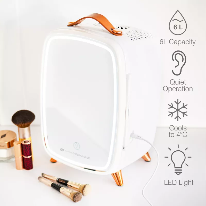 Rio FRBM-EU/1,0 6L Beauty Skincare Fridge LED-peegliga, valge