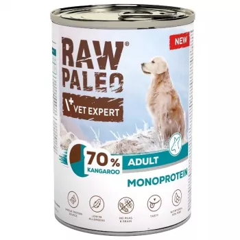 VetExpert Raw Paleo Känguru Täiskasvanud Koera Märgtoit 400g Purk – Teraviljavaba Ühevalguline