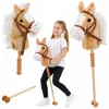 LEAN TOYS Hobuhobune Kepphobune Pea Galopi ja Hirnumise Helidega, Beež, 100 cm
