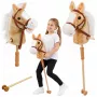 LEAN TOYS Hobuhobune Kepphobune Pea Galopi ja Hirnumise Helidega, Beež, 100 cm