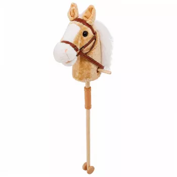 LEAN TOYS Hobuhobune Kepphobune Pea Galopi ja Hirnumise Helidega, Beež, 100 cm