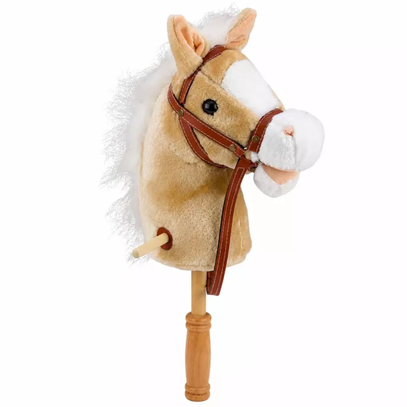 LEAN TOYS Hobuhobune Kepphobune Pea Galopi ja Hirnumise Helidega, Beež, 100 cm