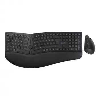Perixx PERIDUO-614 DE traadita ergonoomiline klaviatuuri ja hiire komplekt, poolitatud klaviatuur, vertikaalne hiir, 2,4 GHz, must (saksa paigutus)