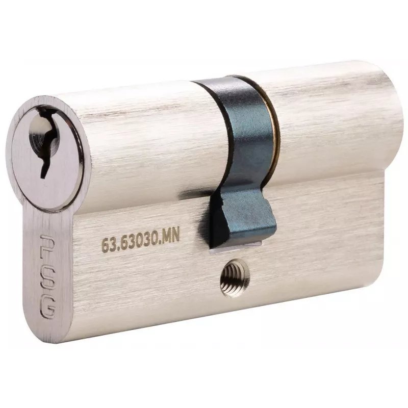 PSG 63.63030.MN Europrofiili topeltsilindrilukk, täismessing, satiin-nikkel, 30/30 mm, 3 võtit
