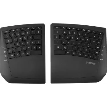Perixx PERIBOARD-624 B DE – Traadita ergonoomiline poolitatud klaviatuur, Saksa paigutus, must