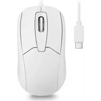 Perixx PERIMICE-209 C W juhtmega USB-C optiline hiir, 1000 DPI, 3 nuppu, kerimisratas, kahekäeline, valge