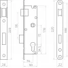 PSG 63.211 L/P ukselukk koos riivi ja lukupoldiga, pööratav, 220 x 22 mm esiplaat, 72 mm PZ, 50 mm tagasiaste, tsingitud teras