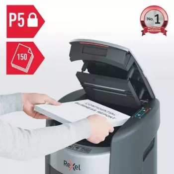 Rexel ShredMax AutoFeed+ 150M P-5 ristlõikeline purustaja, 150 lehte automaatse etteandega, 15L prügikast