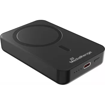 MEDIARANGE Magnetiline juhtmevaba powerbank 10,000mAh 15W MagSafe-ühilduv kiirlaadimine USB-C PD 20W & USB-A QC 3.0, must