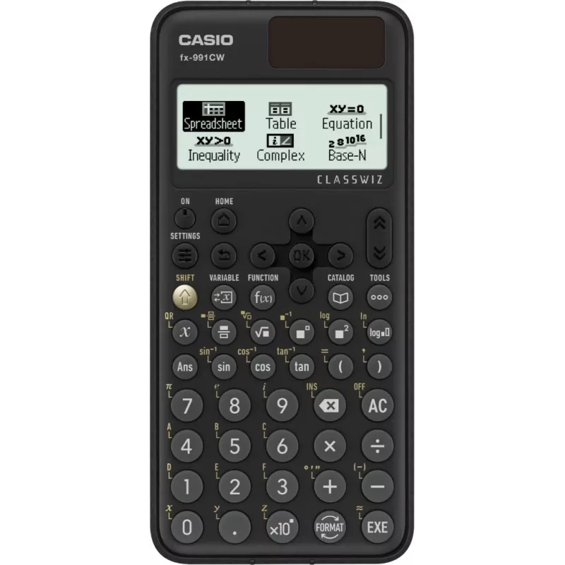 Casio FX-991CW teaduslik kalkulaator Natural Textbook Display'iga, 540+ funktsiooni, päikese- ja patareitoide, must