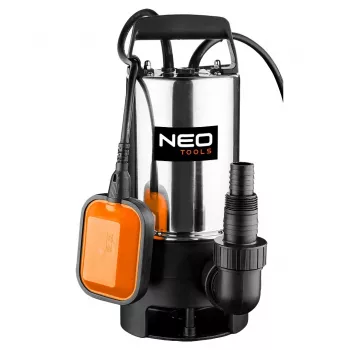 NEO TOOLS 04-736 Sukeldatav musta vee pump 1100W, 15000 L/h, 10 m tõstekõrgus, roostevaba teras, ujuklüliti