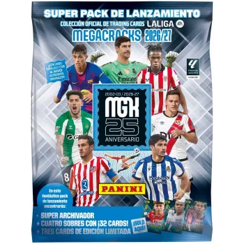 PANINI KOLEKCJA La Liga 2027 Mega Set – Adrenalyn XL kogumiskaartide kollektsioon 10 booster-pakiga, 4 eksklusiivse kaardiga, albumi ja veebikoodiga