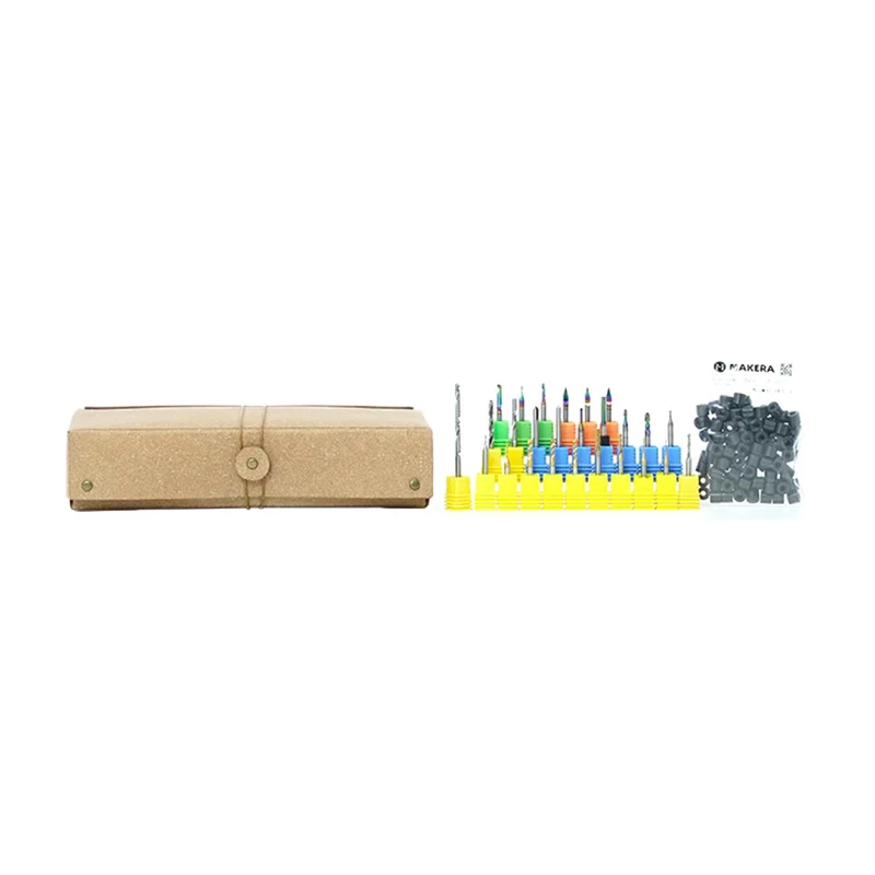 MAKERA Carvera Essential Extended freesikomplekt (52 tükki) – täistungsteenist CNC-freesid, 1/8 inch ja 1/4 inch varred, erinevad tüübid puidule, plastile, alumiiniumile, PCB-le