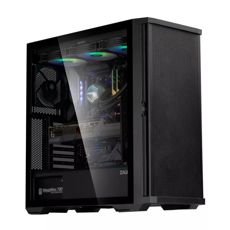 Zalman Z10 ATX Mid Tower korpus, must, karastatud klaas, 4x ARGB ventilaatorit