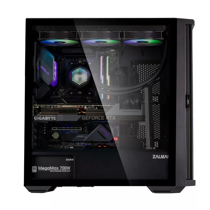 Zalman Z10 ATX Mid Tower korpus, must, karastatud klaas, 4x ARGB ventilaatorit