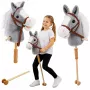 LEAN TOYS Hobuhobune Hobune kepi otsas Hobusepea Galopeeriv ja hirnuv heli Hall 100 cm