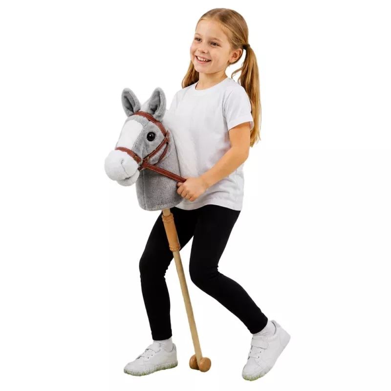 LEAN TOYS Hobuhobune Hobune kepi otsas Hobusepea Galopeeriv ja hirnuv heli Hall 100 cm