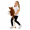 LEAN TOYS Hobuhobune pulga otsas hobusepeaga, galopi ja hirnumise helidega, pruun, 100 cm