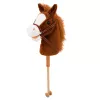 LEAN TOYS Hobuhobune pulga otsas hobusepeaga, galopi ja hirnumise helidega, pruun, 100 cm