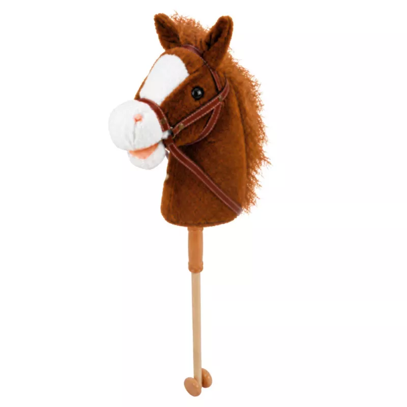 LEAN TOYS Hobuhobune pulga otsas hobusepeaga, galopi ja hirnumise helidega, pruun, 100 cm