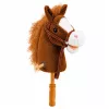 LEAN TOYS Hobuhobune pulga otsas hobusepeaga, galopi ja hirnumise helidega, pruun, 100 cm