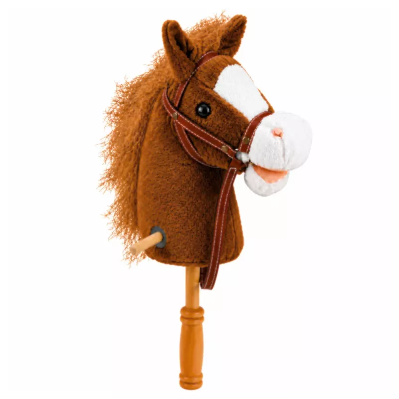 LEAN TOYS Hobuhobune pulga otsas hobusepeaga, galopi ja hirnumise helidega, pruun, 100 cm