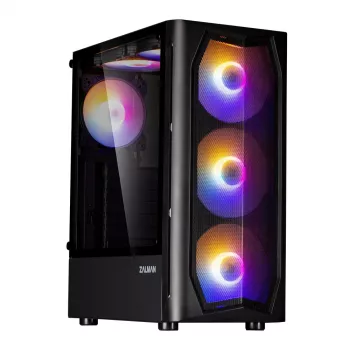 Zalman N4 Rev.1 Mid-Tower ATX korpus 6 ARGB ventilaatoriga, karastatud klaasiga, must