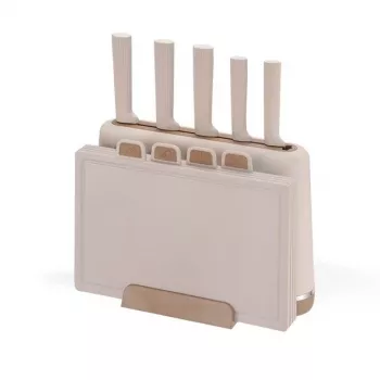 MEO MR-1412-BEIGE MAESTRO Noakomplekt lõikelaudade ja alusega, 5 nuga, 2 lõikelauda, beež