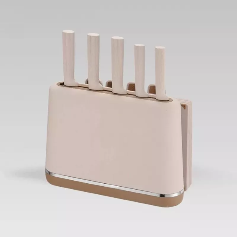 MEO MR-1412-BEIGE MAESTRO Noakomplekt lõikelaudade ja alusega, 5 nuga, 2 lõikelauda, beež