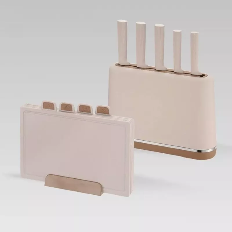 MEO MR-1412-BEIGE MAESTRO Noakomplekt lõikelaudade ja alusega, 5 nuga, 2 lõikelauda, beež