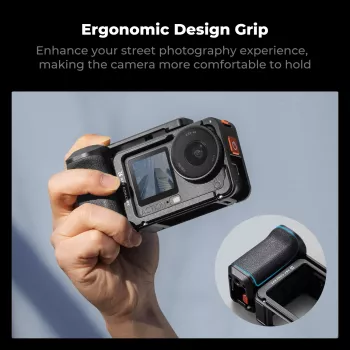 KF kaamera puurraam koos käepidemega DJI Osmo Action 6 / Action 5 / Action 4 / Action 3 jaoks, alumiiniumsulam, must, KF12.0036