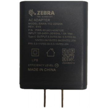 Zebra USB-C toiteadapter Suurbritannia pistikuga, kasutatud USB-C kaabel