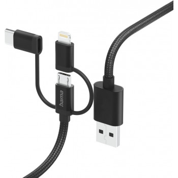 Hama 00201536, 1,5 m, USB A, USB C, USB 2.0, 480 Mbit/s, must