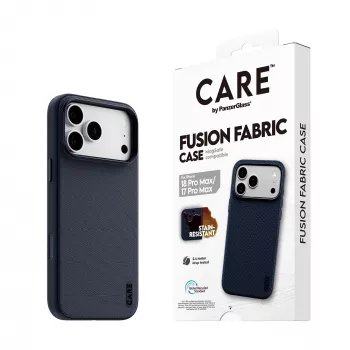 CARE by PanzerGlass Fusion Fabric ümbris sinine MagSafe'iga iPhone 17 Pro Maxile