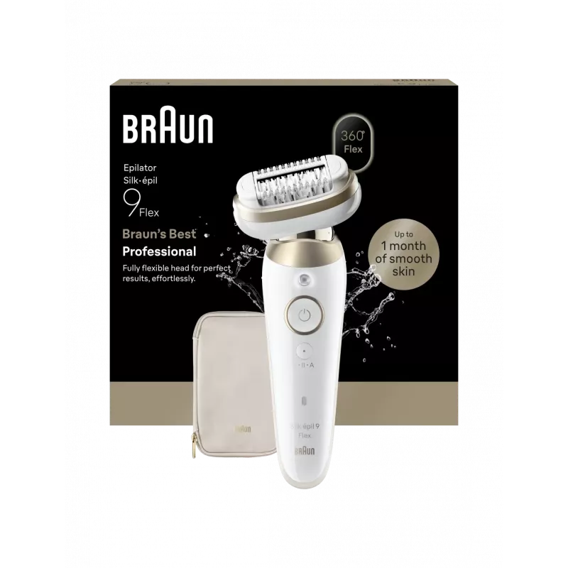 Braun Silk-épil 9 Flex SES9-011 3D epilaator, märg ja kuiv, valge/kuldne