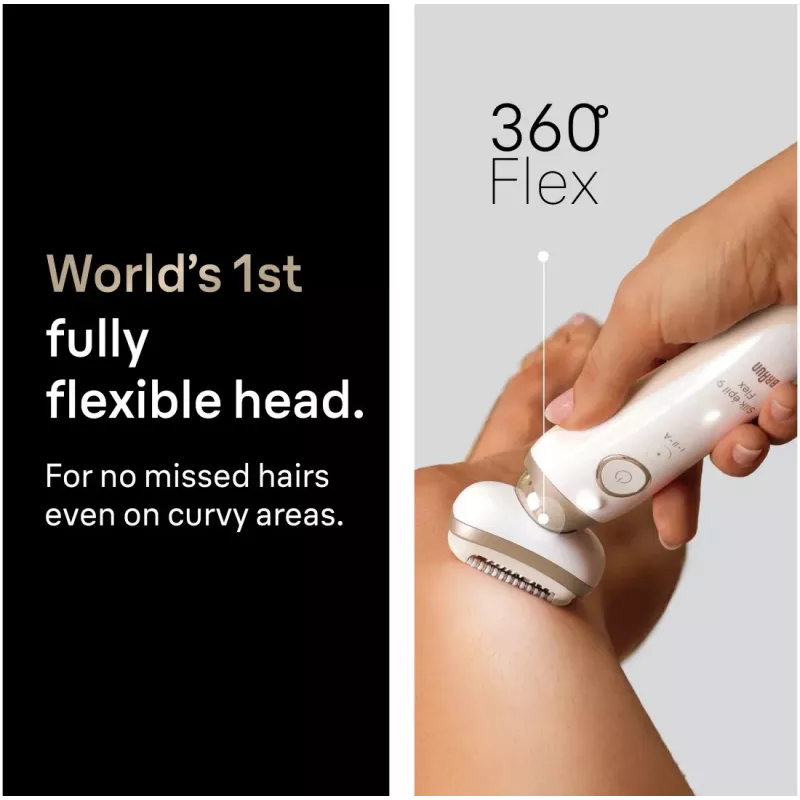 Braun Silk-épil 9 Flex SES9-011 3D epilaator, märg ja kuiv, valge/kuldne