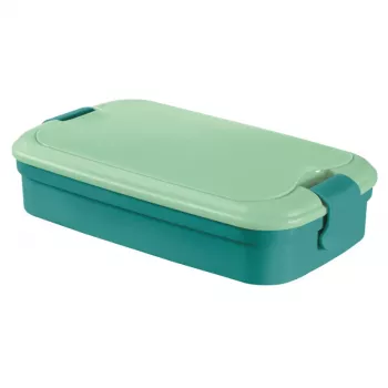 CURVER Lunch&Go ristkülikukujuline toidukauss integreeritud söögiriistadega, 1,4L, sinine