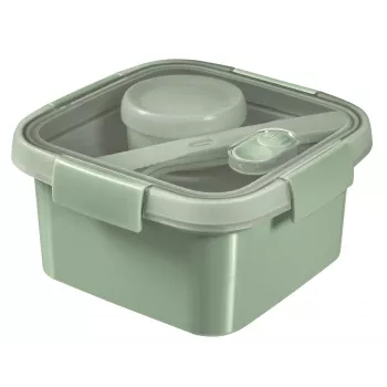 CURVER toidunõu lõunasöögikomplekt kandiline 1,1L Smart Eco To Go 16x16x9cm pehme roheline