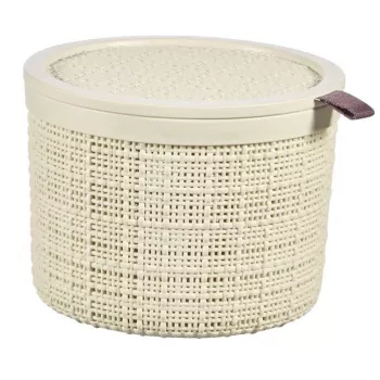 CURVER Jute ümmargune hoiukorv kaanega, 2L, kreemjas, 17x13 cm