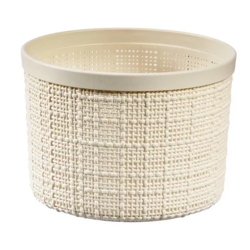 CURVER Jute ümmargune hoiukorv kaanega, 2L, kreemjas, 17x13 cm