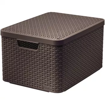 CURVER Style L hoiukarp kaanega, 43,6 x 32,6 x 23 cm, tume pruun, 32,67 L, kokkupandav, virnastatav, riidest käepidemed