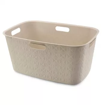 CURVER Softex 45L pesukorv kriitvalge, pehme puutega ristkülikukujuline korv integreeritud käepidemetega, 57 x 37 x 27 cm