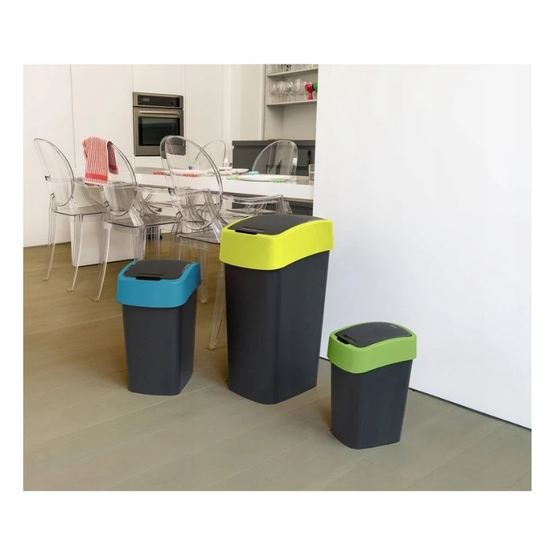 CURVER Flip Bin 25L prügikast must/kollane