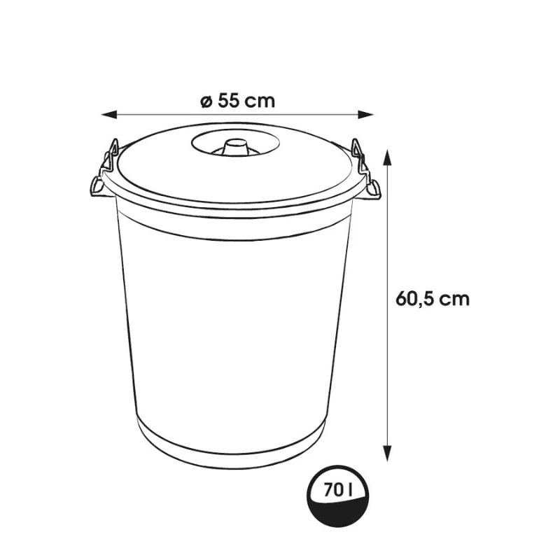 KEEEPER Hugo 70L Mega prügikast, tumehallroheline, Ø55 x 60,5 cm, ümmargune, eemaldatava kaanega, sise-/väliskasutuseks, UV- ja külmakindel