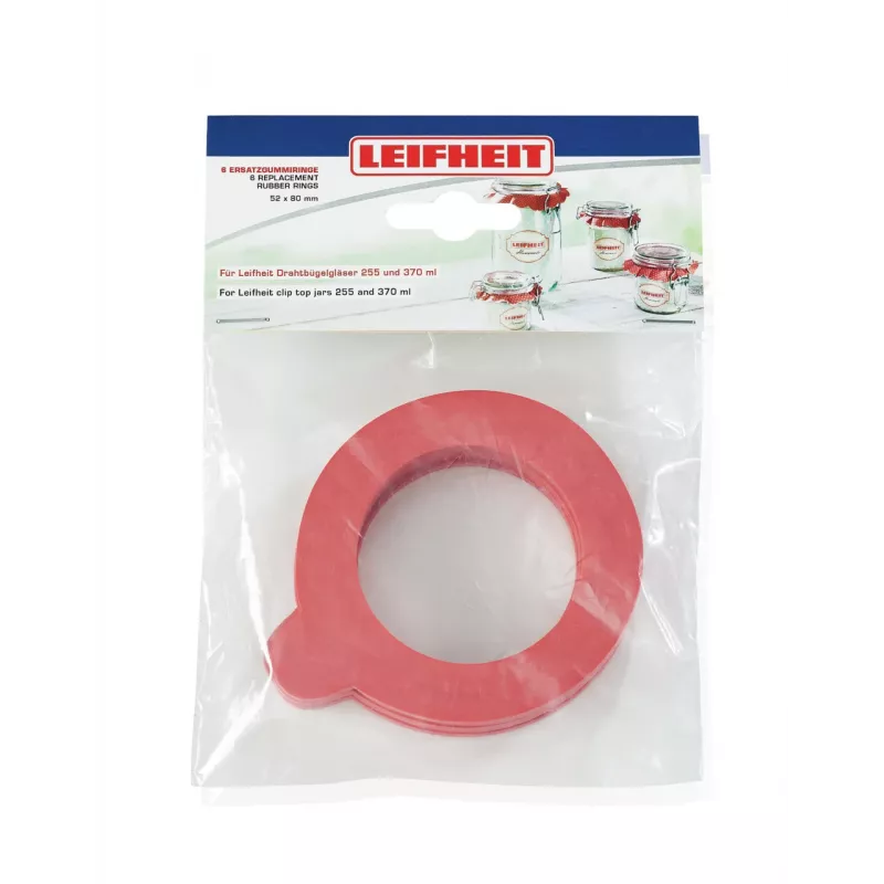 LEIFHEIT Asenduskummirõngad 6 tk. 52x80 mm tihendatud purkidele 255/370 ml