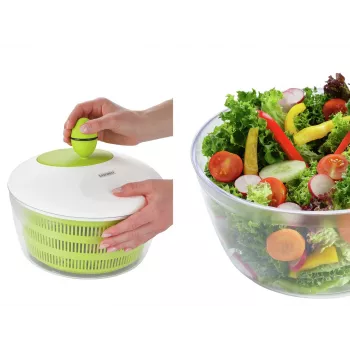 LEIFHEIT salatiivool Trend 4.5L vändaga salatispinner koos serveerimiskausiga, roheline kaas